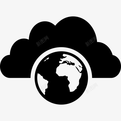 具有地球图像接口数据的云存储图标svg_新图网 https://ixintu.com 具有地球图像 接口 数据的云存储