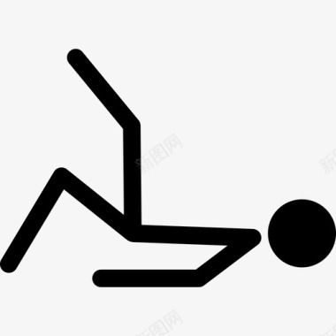 棍棒人躺下抬起一条腿人体操图标图标