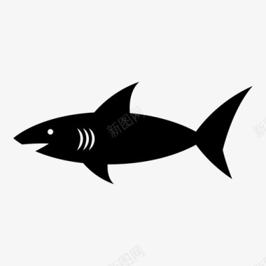 鲨鱼游泳强壮图标图标