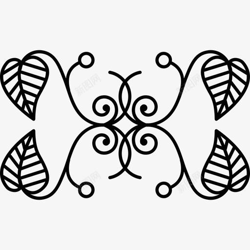 细枝对称的花形与叶形花形对称图标svg_新图网 https://ixintu.com 形 细枝对称的花形设计与叶 花形对称