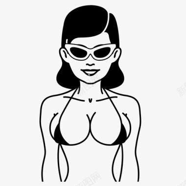 性感女人比基尼胸部图标图标