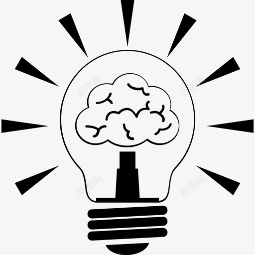 想法大脑灯泡图标svg_新图网 https://ixintu.com 创新 大脑 思考 想法 灯泡
