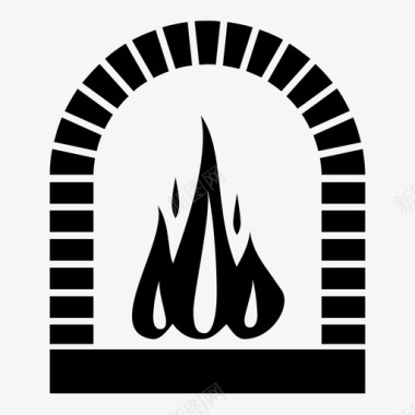 壁炉砖火焰图标图标