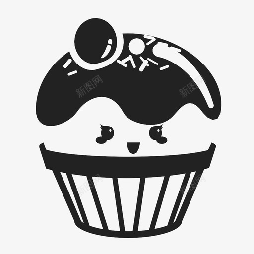 纸杯蛋糕表情食物图标svg_新图网 https://ixintu.com 好吃 小吃 川菜 微笑 松饼 洒 甜 糕点 纸杯蛋糕 表情 食物