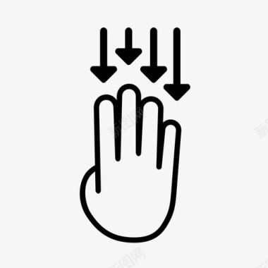 四指下拉交互手势线条图标图标