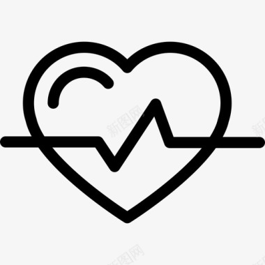 心脏形状轮廓与生命线变体医学身体部分图标图标