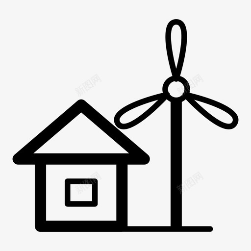 可持续住宅被动式物业图标svg_新图网 https://ixintu.com 不动产 住宅 可再生能源 可持续住宅 涡轮机 物业 被动式 风能