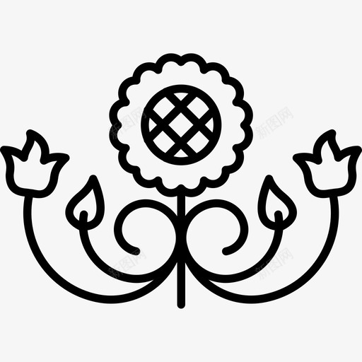有卷发和叶子的花朵艺术花卉图标svg_新图网 https://ixintu.com 有卷发和叶子的花朵设计 艺术 花卉设计