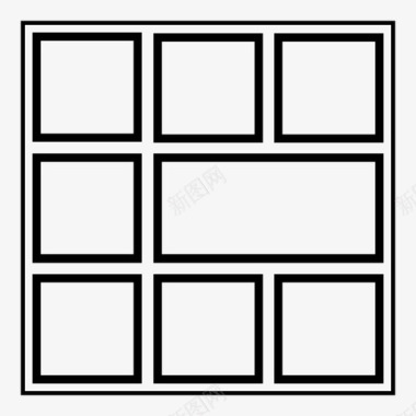 8瓷砖笔划框架正方形面板图标图标