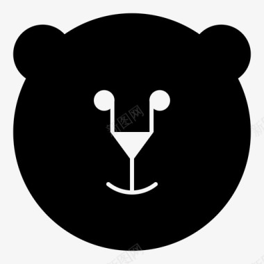 熊哺乳动物填充脸图标图标