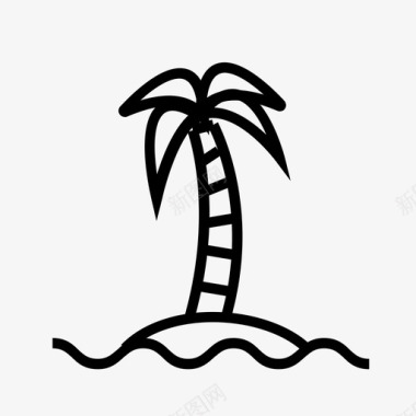 棕榈树度假度假旅行图标图标