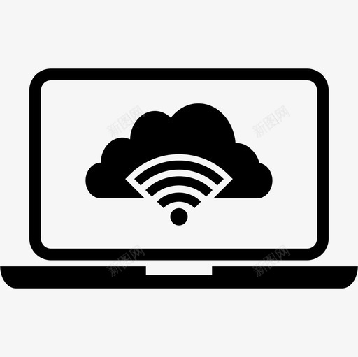 连接到云计算机数据的笔记本电脑图标svg_新图网 https://ixintu.com 数据的笔记本电脑 计算机 连接到云