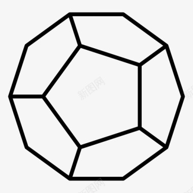 十二面体正十二面体多面体图标图标