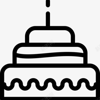 生日蛋糕插图线图标图标