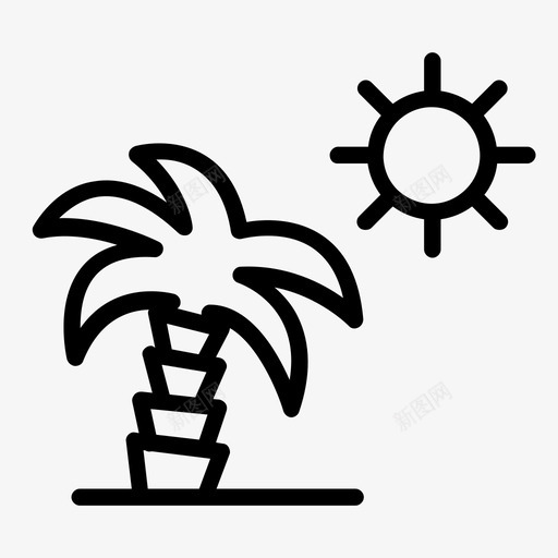 海滩度假热带图标svg_新图网 https://ixintu.com 夏天 夏天的标志 度假 旅行 树 棕榈树 海滩 热带 阳光