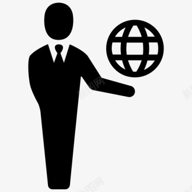 国际业务商人全球图标图标