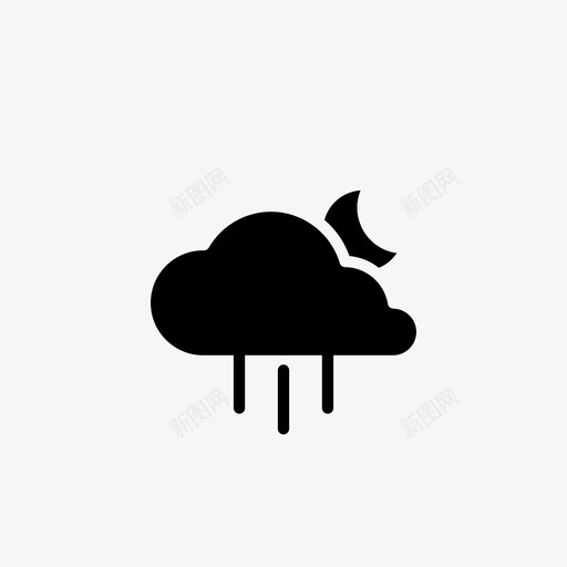 雨云天气要素天气状况图标svg_新图网 https://ixintu.com 云月 全天候预报固体 多云 多雨 夜间 天气状况 天气要素 月亮 雨云