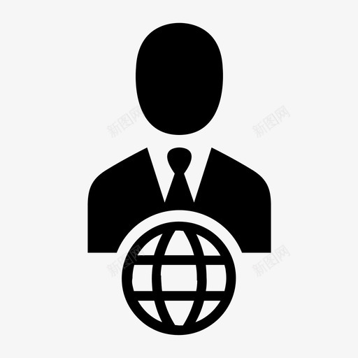 商人网络领带图标svg_新图网 https://ixintu.com 互联网 全球 商人 国际 在线 地图 地球 网络 西装 领带