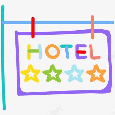 招牌酒店和餐厅手绘涂鸦图标图标