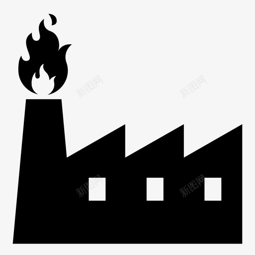 矿物燃料污染火焰图标svg_新图网 https://ixintu.com 危险 工厂 建筑 排放 气候变化 污染 火灾 火焰 生产 矿物燃料 能源