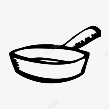 煎锅厨房手绘图标图标