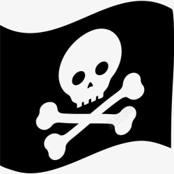 骷髅和交叉骨海盗旗攻击海盗图标高清图片