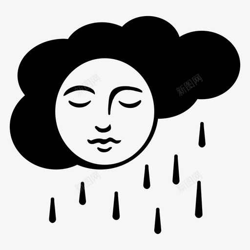 雨忧伤多雨的天气图标svg_新图网 https://ixintu.com 下雨 古色古香 多雨的天气 夜雨 忧伤 月亮 阴暗 雨 雨云 雨天 黑暗