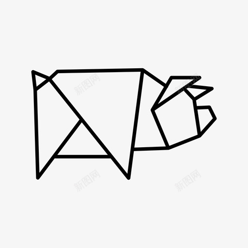 猪纸折纸图标svg_新图网 https://ixintu.com 几何 几何学 动物 家养 折纸 猪 纸 艺术