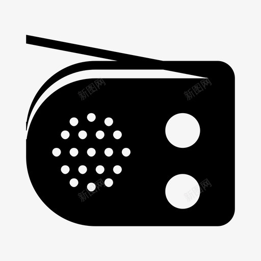 收音机节目音乐图标svg_新图网 https://ixintu.com 基本用途符号 天线 媒体 收音机 波长 节目 设备 调频 音乐 音频 频道