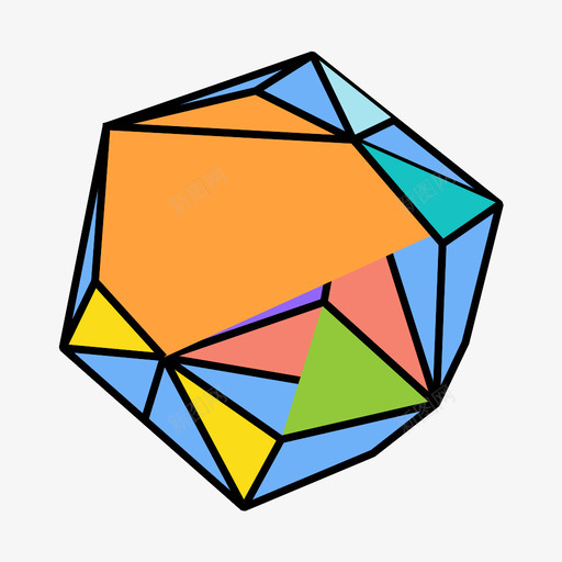 三面体二十面体固体多面体图标svg_新图网 https://ixintu.com 三面体二十面体 几何学 凸 加泰罗尼亚固体 固体 多面体 对偶阿基米德固体 阿基米德对偶固体