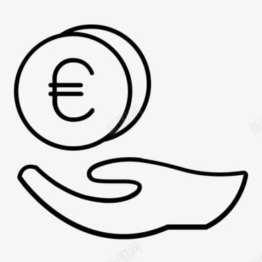 欧元硬币托收图标图标