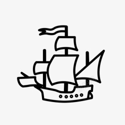 断帆的海盗船船旗海盗船图标高清图片