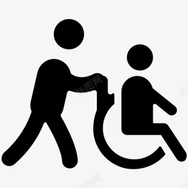 残障人士实心图标图标