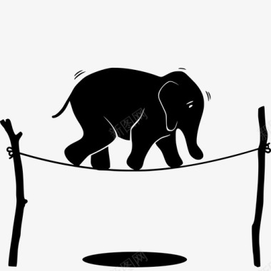 大象野生动物钢索图标图标