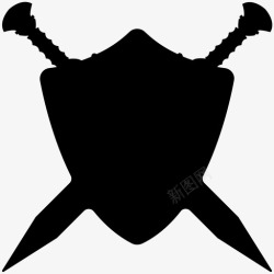 YDUI盾牌实心盾牌交叉剑保护图标高清图片