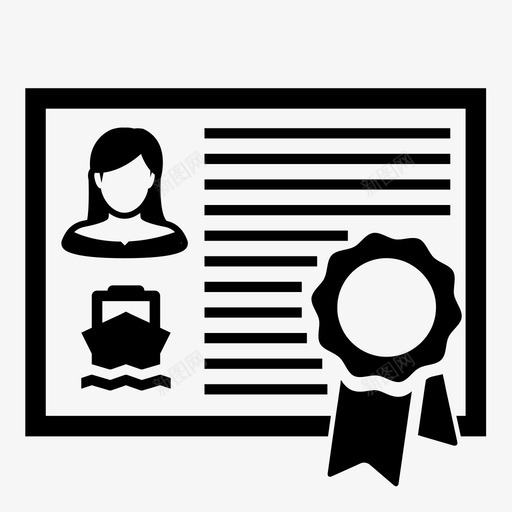 领航执照证书文件图标svg_新图网 https://ixintu.com 安全 带子 文件 证书 领航执照