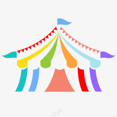 马戏团帐篷游乐园帆布图标图标