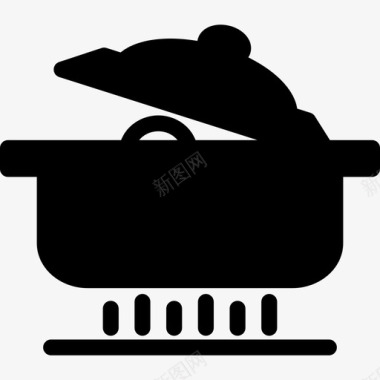 烹饪烹饪锅炉子上的锅图标图标