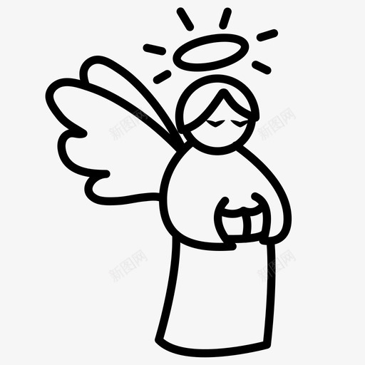 祈祷翅膀圣人图标svg_新图网 https://ixintu.com 光环 冥想 圣人 天使 守护者 手 祈祷 翅膀 长袍