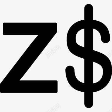 津巴布韦元符号货币图标填充图标
