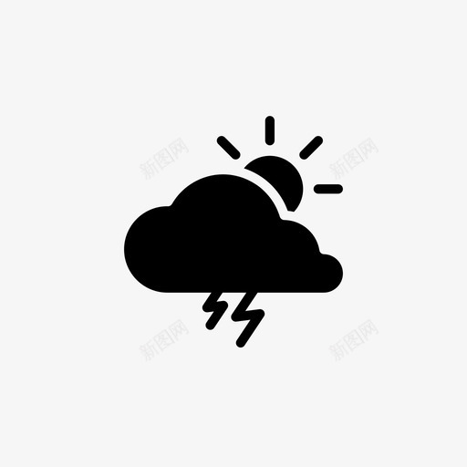 风暴云天气要素天气状况图标svg_新图网 https://ixintu.com 全天气预报固体 大部分多云 天气状况 天气要素 太阳 雷雨 风暴云
