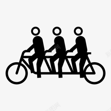 三联脚踏车单车三轮车图标图标