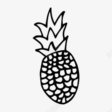 菠萝涂鸦绘画图标图标