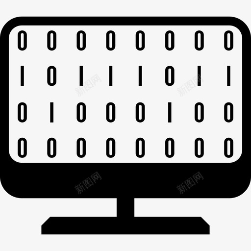 带有二进制代码数据的台式计算机图标svg_新图网 https://ixintu.com 带有二进制代码 数据的台式计算机