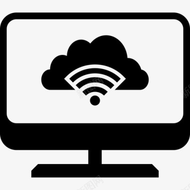 桌面电脑屏幕与云和信号图像接口数据图标图标