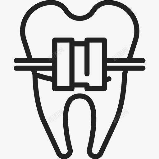 带牙套的牙齿图标svg_新图网 https://ixintu.com 带牙套的牙齿