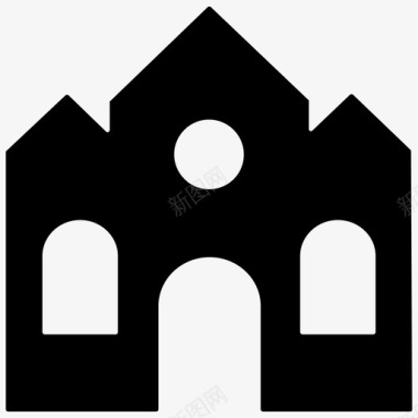 要塞犹太教堂建筑图标图标