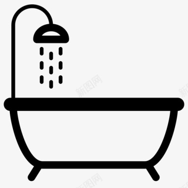 淋浴和浴缸浴室清洁图标图标