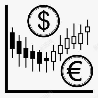 美元-欧元贸易货币外汇图标图标