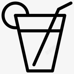 玻璃泡茶柠檬水杯果汁饮料鸡尾酒图标高清图片